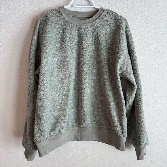 Lunya Shaded Olive Silksweats Midweight Reversible Pocket Sweatshirt Small - Picture 6 of 12